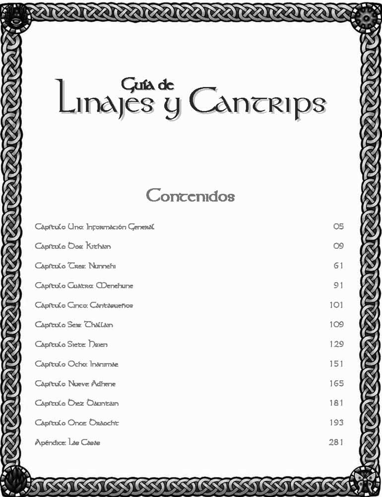 GUÍA DE LINAJES Y CANTRIPS